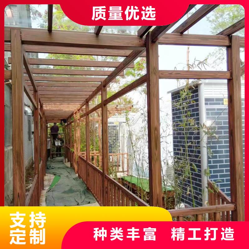 廊架长廊木纹漆施工厂家#方钢圆管#长廊护栏#园林建筑